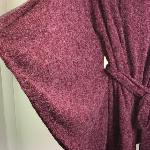 Soft Burgundy Belted Poncho/Sweater - Picture 7 of 7